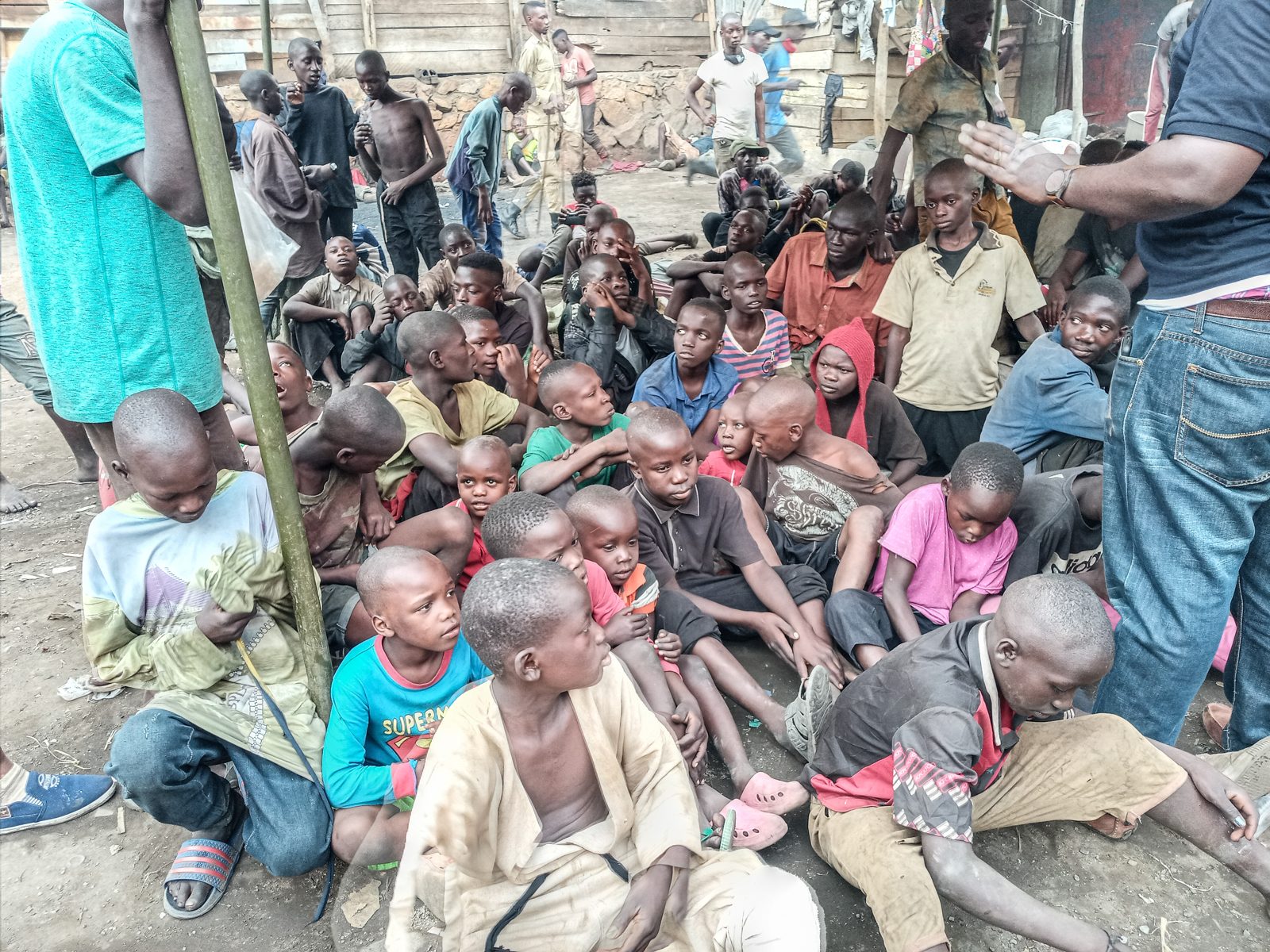 Children and staff together at the Mtaani centre
